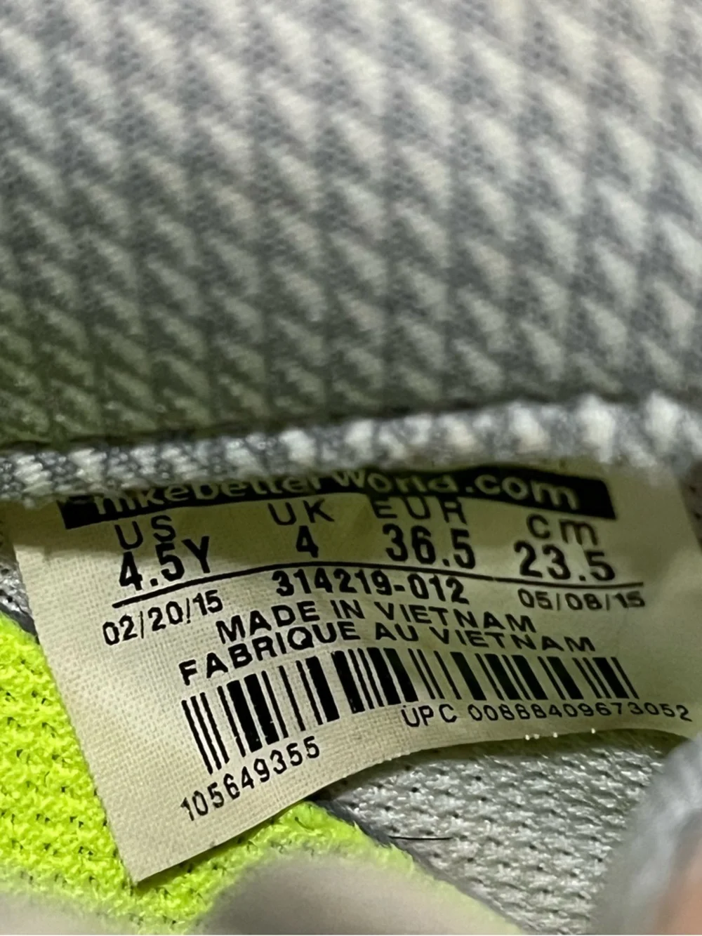Nike Air Force 1 Silver Volt Neon Size 4.5Y Women’s 6 AF1‎ Low Y2K Streetwear